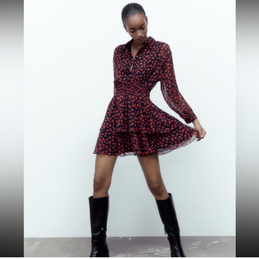 {Zara} Long sleeves Ruffle Floral Dress